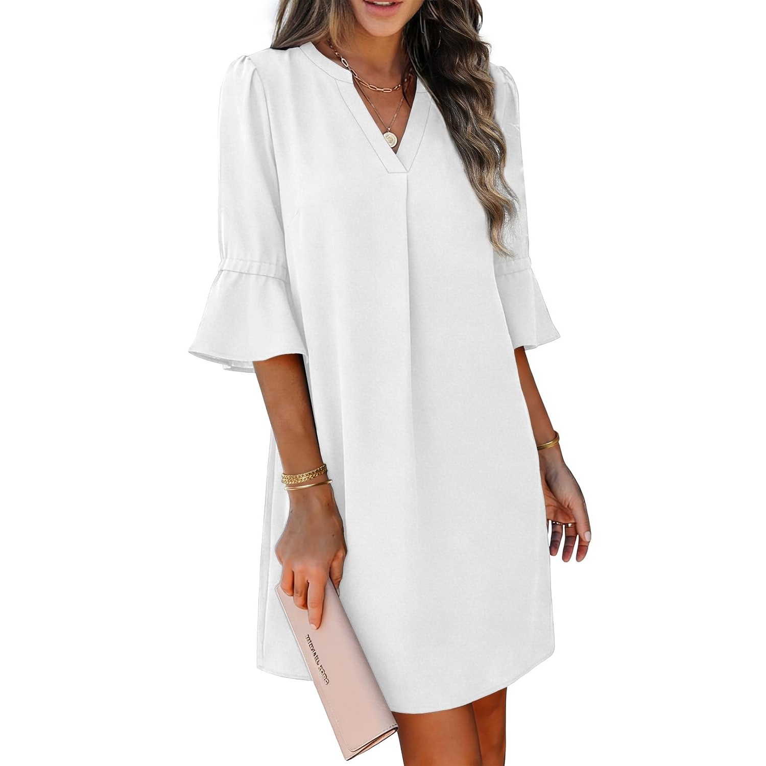Loose Ruffle Summer Sleeve Dress With Pocket For Women