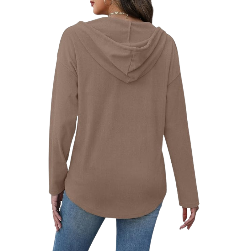 Womens Tops V Neck Button Sweatshirt For Women Pullover Long Sleeve