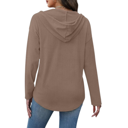 Womens Tops V Neck Button Sweatshirt For Women Pullover Long Sleeve