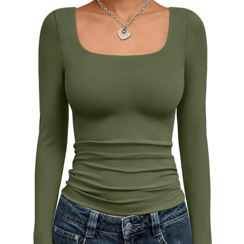 Womens Long Sleeve Shirts Crop Tops Fall Fashion