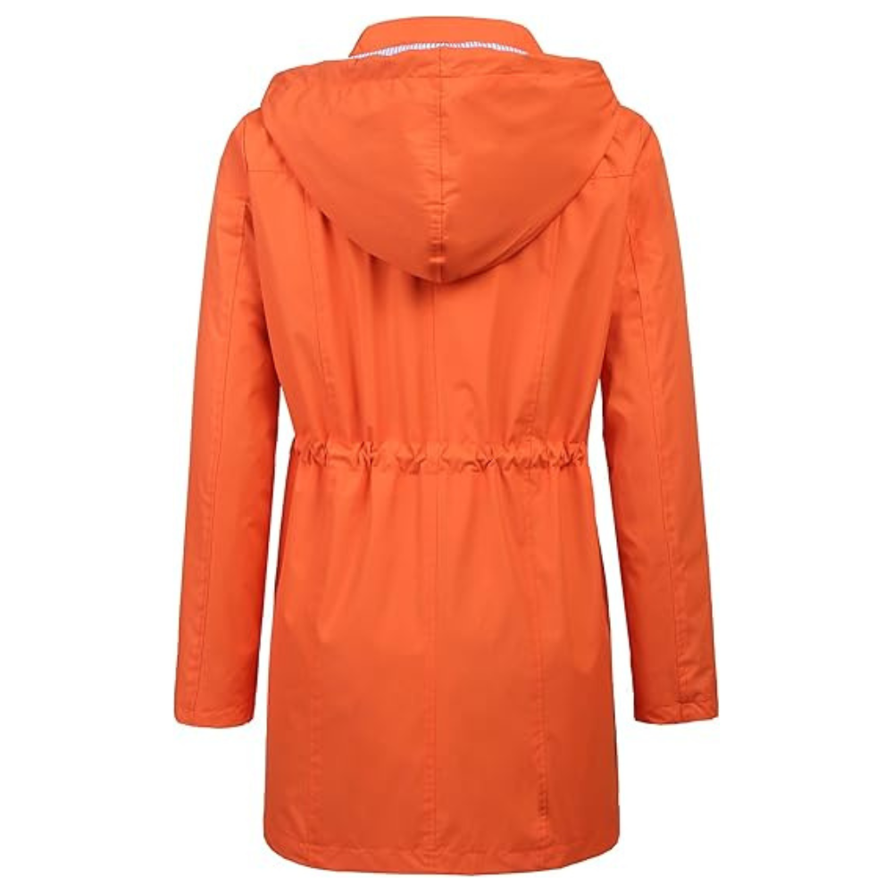 Waterproof Long Hooded Trench Coat Lined Windbreaker Travel Jacket