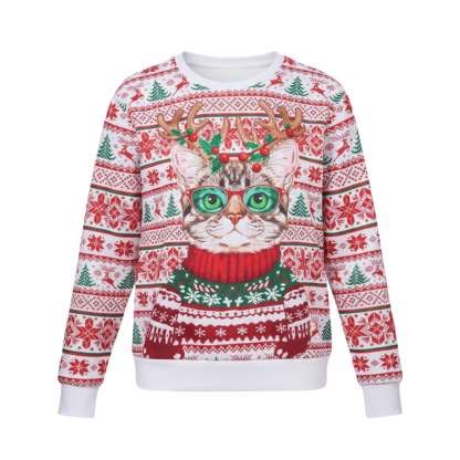 Long Sleeve Graphic Print Ugly Christmas Sweater