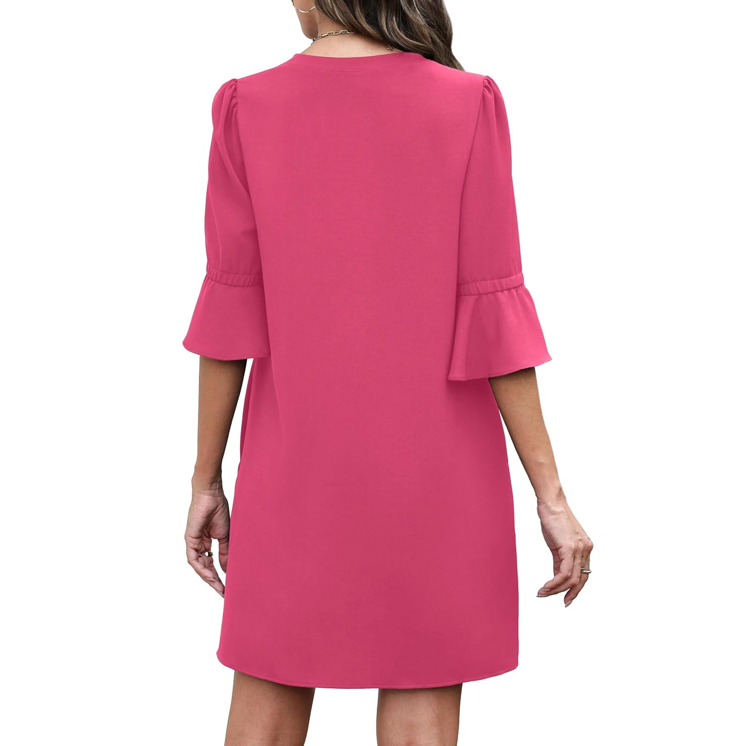 Loose Ruffle Summer Sleeve Dress With Pocket For Women