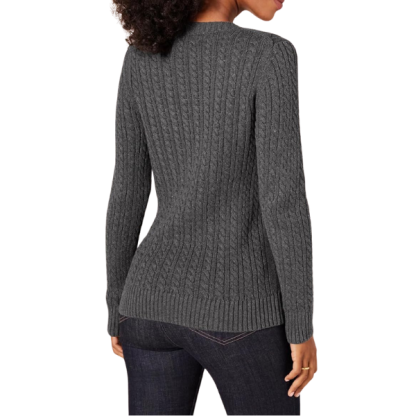 womens Fisherman Cable Crewneck Sweater