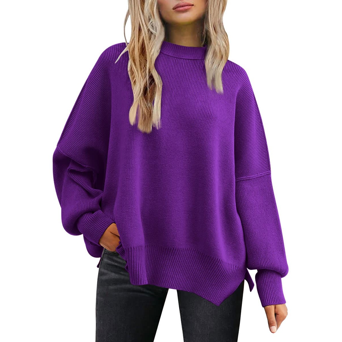 Oversized Knit Fashion Batwing Pullover Sweaters For Women