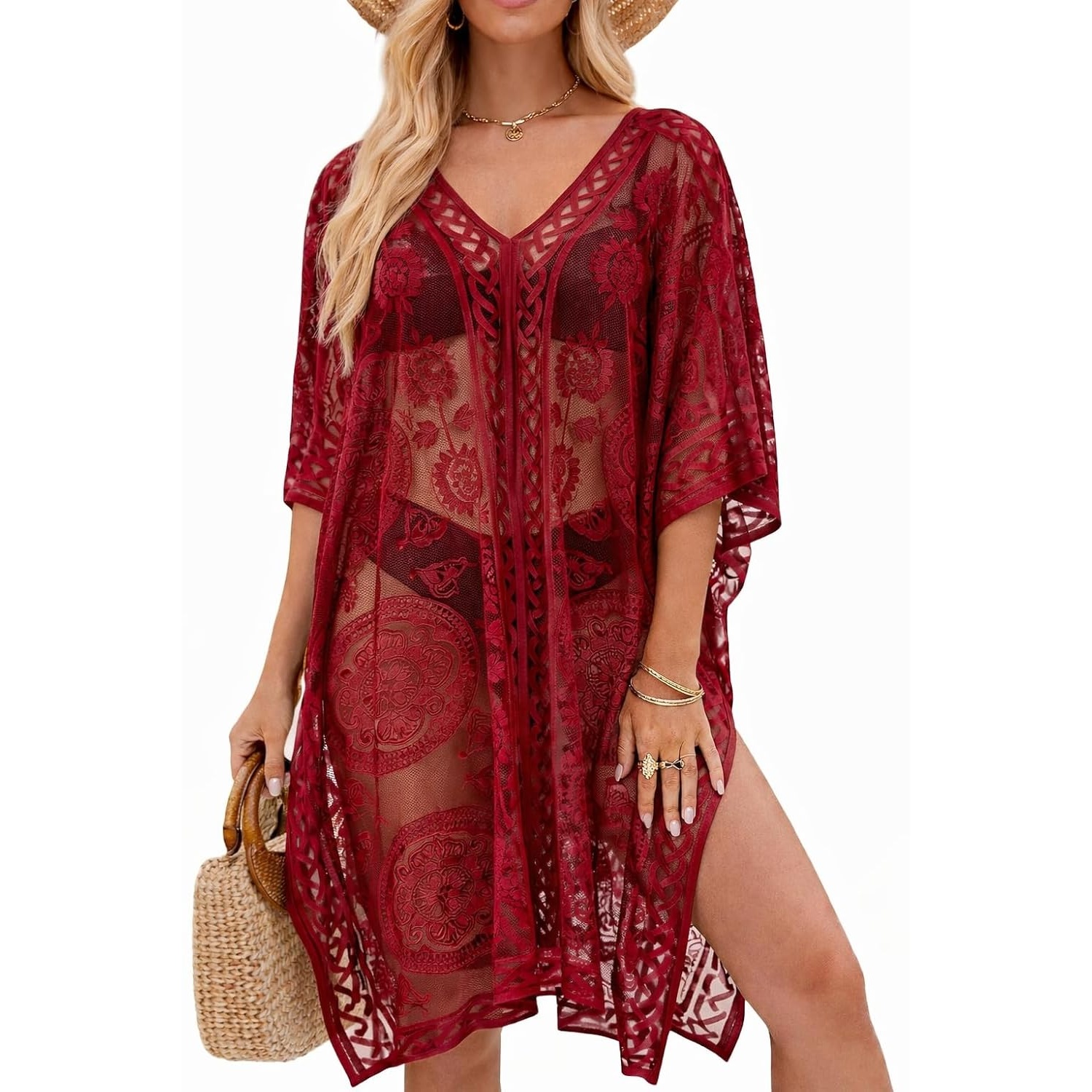 Lace Up Swimsuit Cover For Women