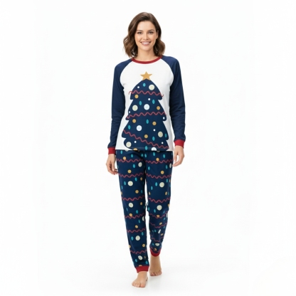 Christmas Tree Patterned Festive Family Matching Pajama Set