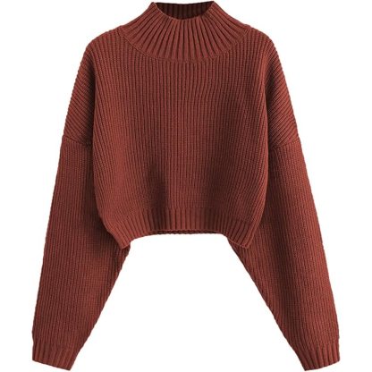 Women Cropped Turtle Sweater