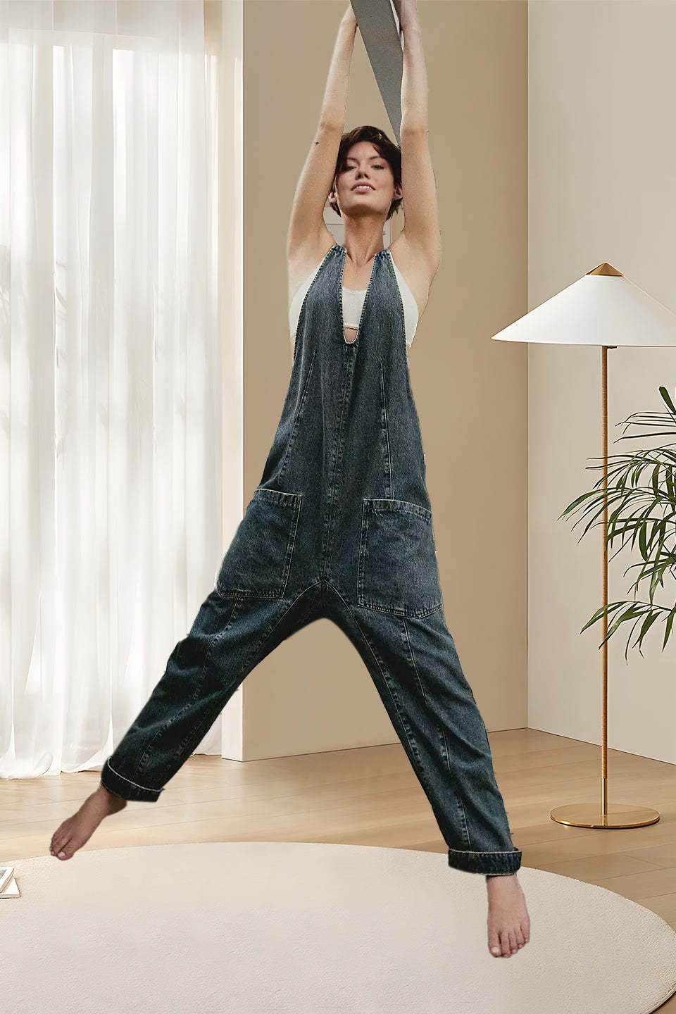 Denim Jumpsuit With Pockets