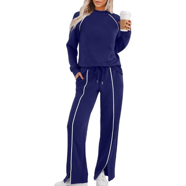 Lounge Sets for Women 2 Piece Fall Outfits 2025 Wide Leg Pant Matching Sets Womens Clothing