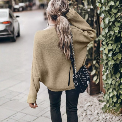 Oversized Chunky Knit Sweater With Batwing Sleeve For Women