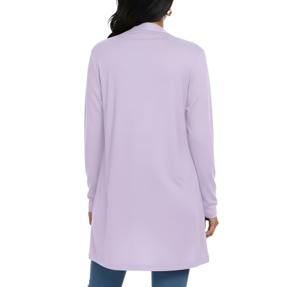 Lightweight Casual Open Front Long Cardigan With Pockets