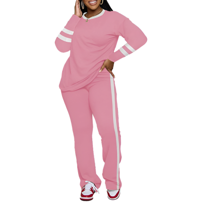 Two Piece Lounge Sets For Women With Long Sleeve Casual Top And Flare Pants