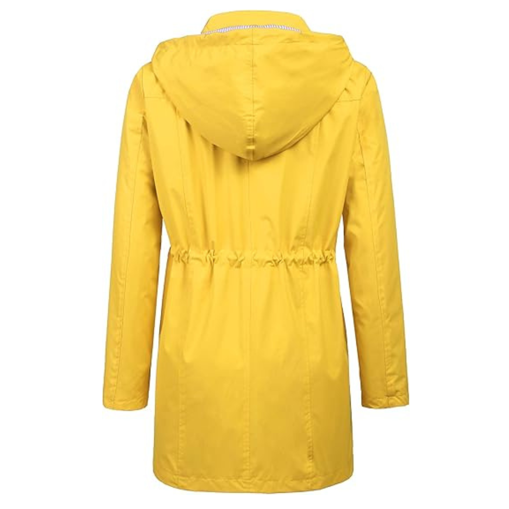 Waterproof Long Hooded Trench Coat Lined Windbreaker Travel Jacket