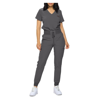 Women Stretchy Jogger Scrub Set With Tuck In Top