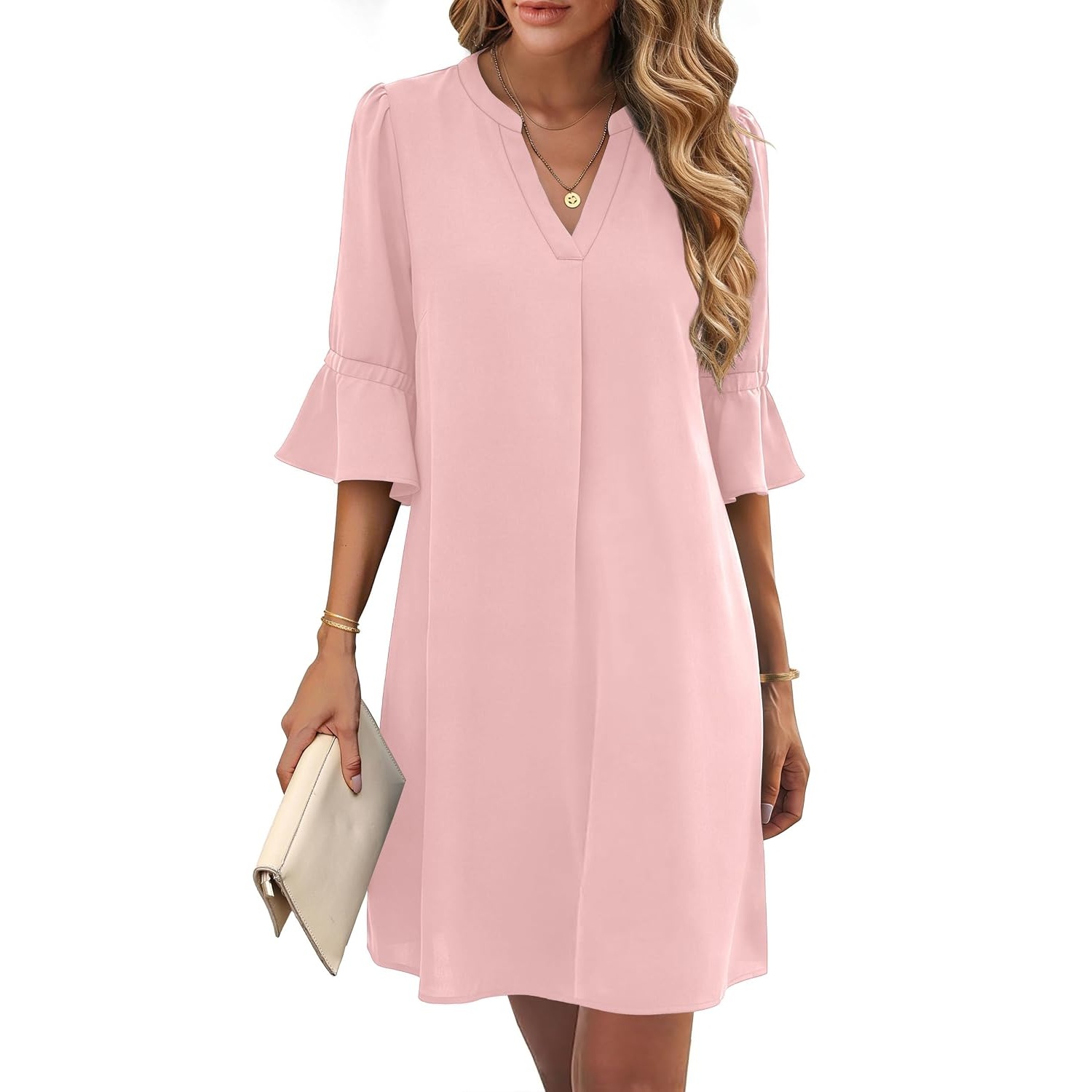 Loose Ruffle Summer Sleeve Dress With Pocket For Women