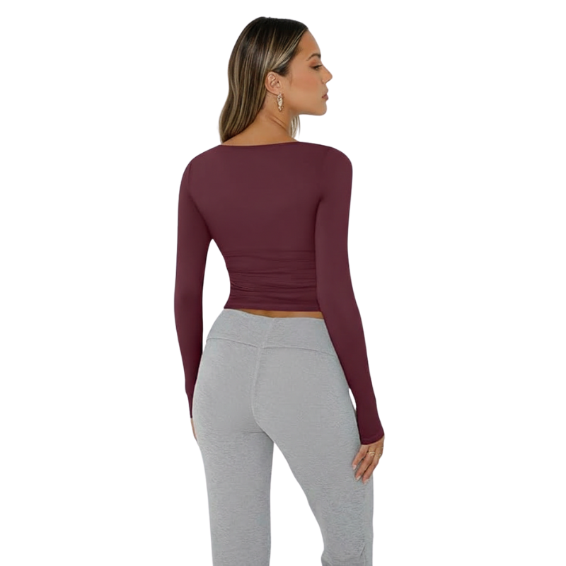 Womens Long Sleeve Shirts Crop Tops Fall Fashion