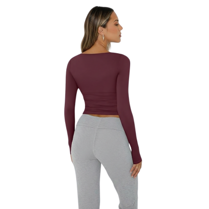 Womens Long Sleeve Shirts Crop Tops Fall Fashion