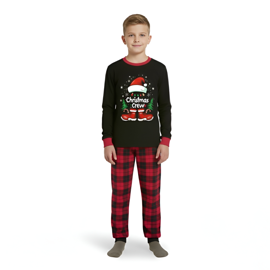 Plaid Christmas Crew Printed Family Matching Pajama Set
