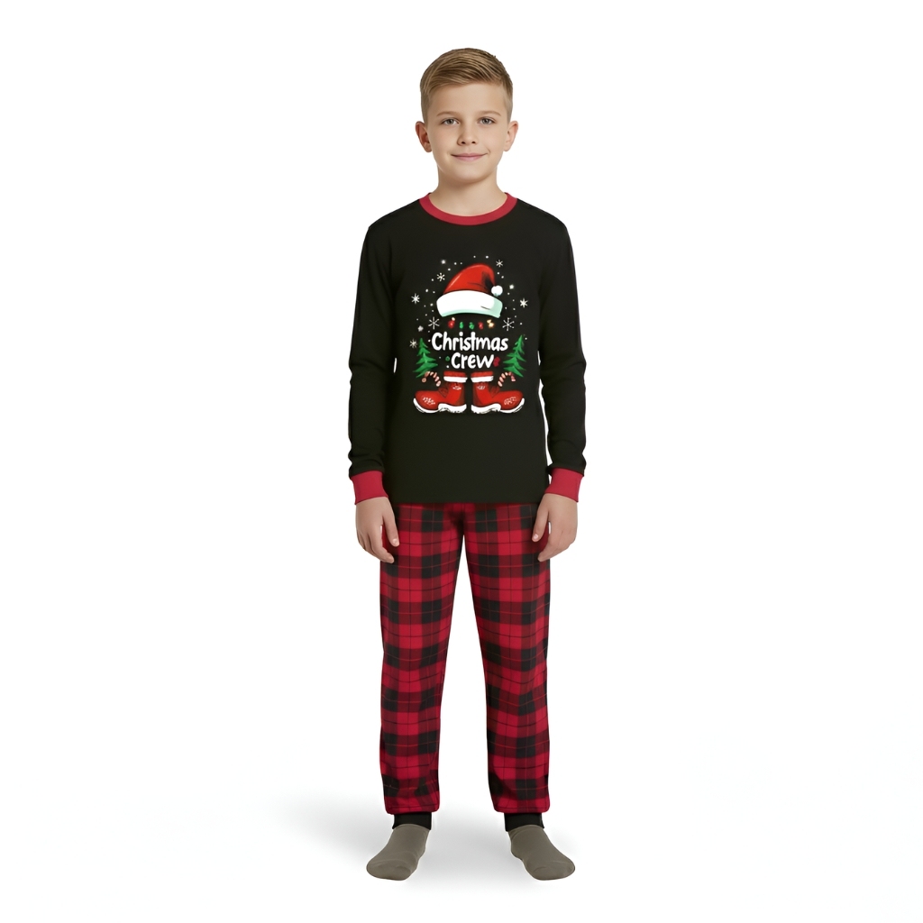 Plaid Christmas Crew Printed Family Matching Pajama Set