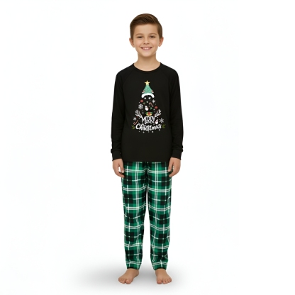 Plaid Merry Christmas Tree Printed Family Matching Pajama Set