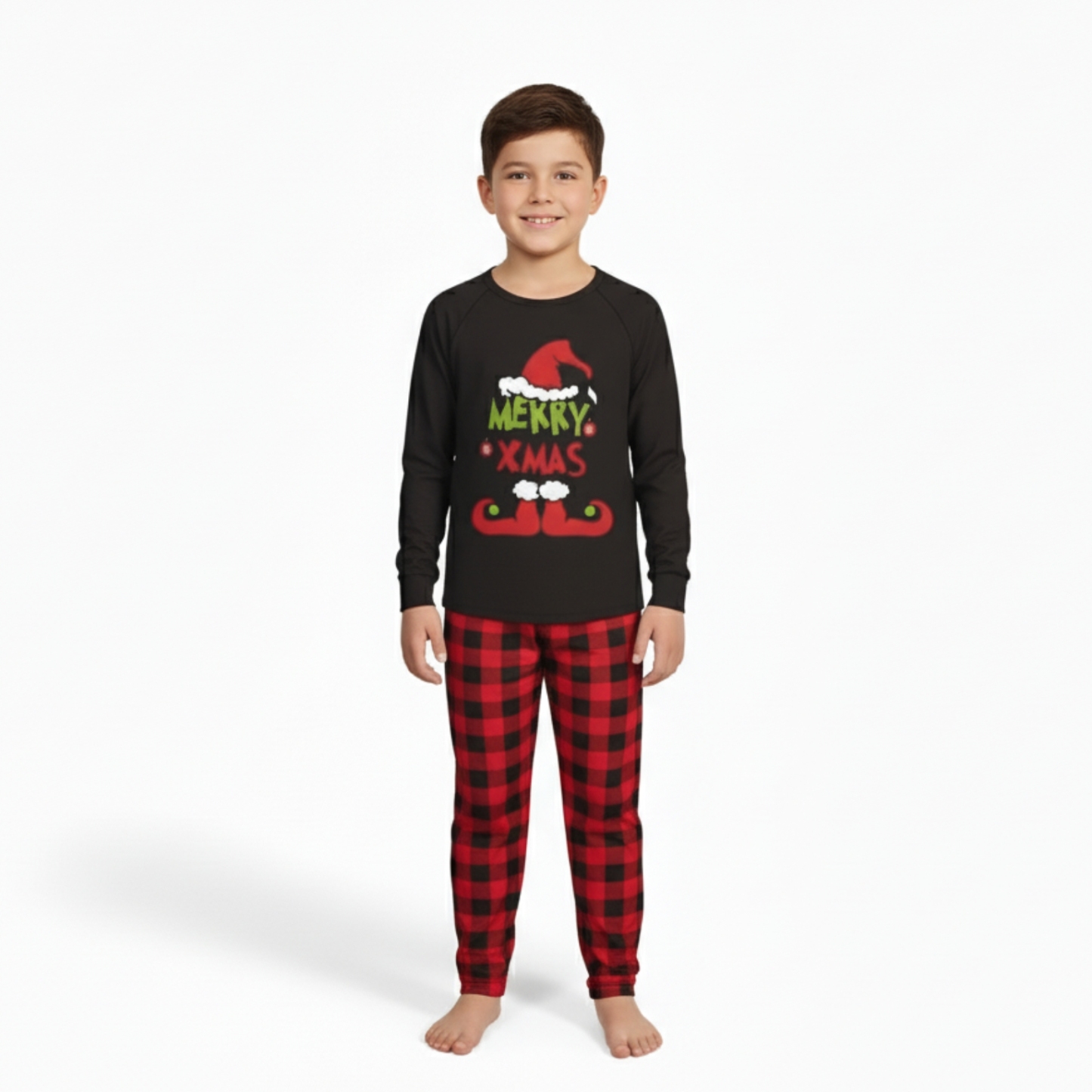 Santa Hat Merry Xmas Printed Family Matching Christmas Pajama Set