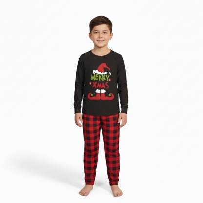 Santa Hat Merry Xmas Printed Family Matching Christmas Pajama Set