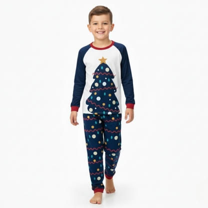 Christmas Tree Patterned Festive Family Matching Pajama Set