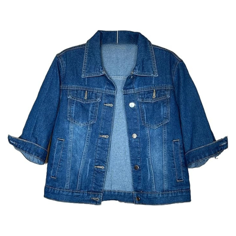 Women Cropped Full Sleeve Denim Jacket