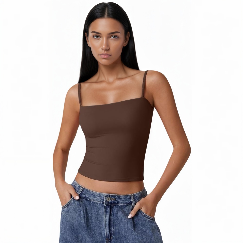 Double Lined Basic Tank Top Adjustable Spaghetti Straps Sleeveless
