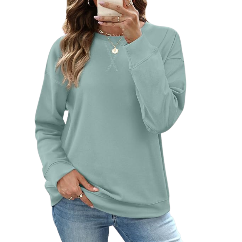 Womens Crew Neck Sweatshirt Loose Pullover Long Sleeve Shirts
