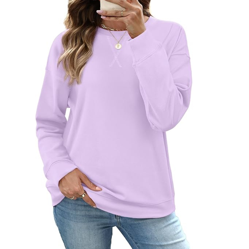 Womens Crew Neck Sweatshirt Loose Pullover Long Sleeve Shirts