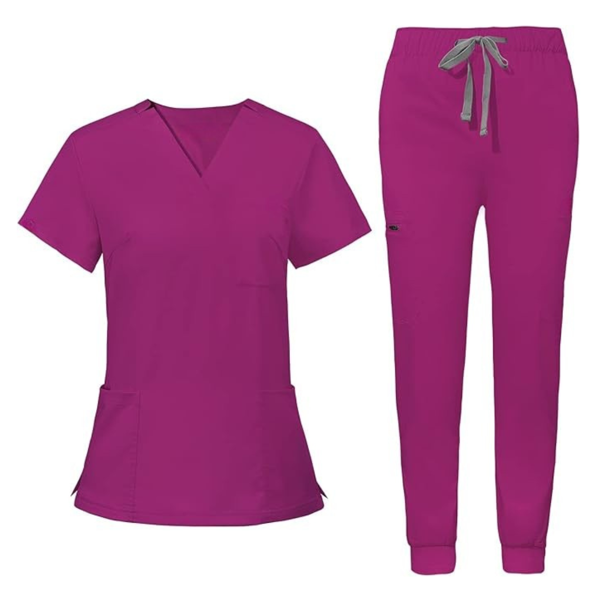 Women’s V Patterned Scrub Top And Jogger Pants Set