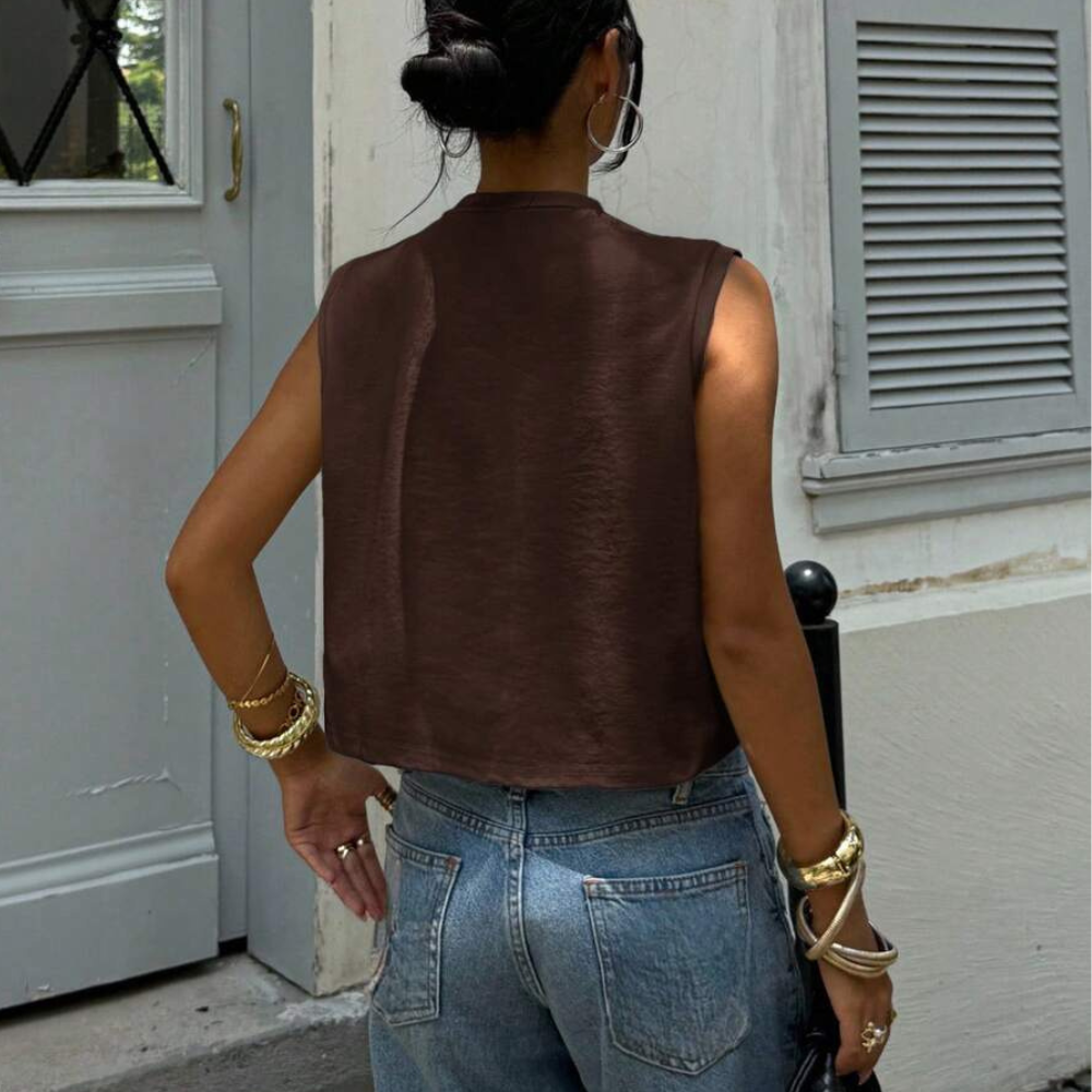 Casual Round Neck Cropped Tank Top