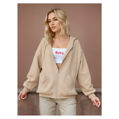 Oversized Womens Zip Up Hoodie Sweatshirt Jacket