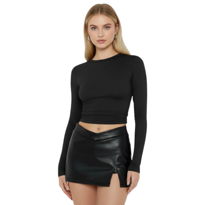 Womens Long Sleeve T Shirts Fall Fashion Basic Crop Tops