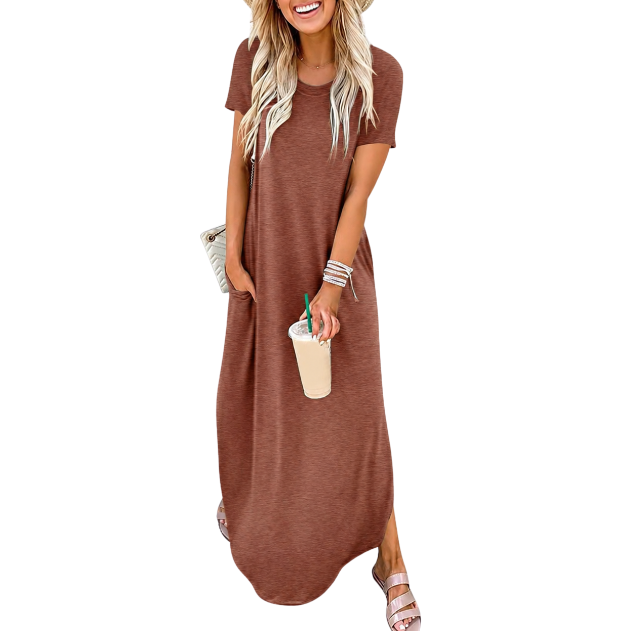 Casual Maxi Short Sleeve Sundress Dress For Women