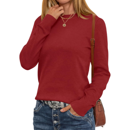 Women Long Sleeve Lightweight Crewneck Soft Basic Knit Loose Fit Pullover Top 2025 Fall Trendy Outfits