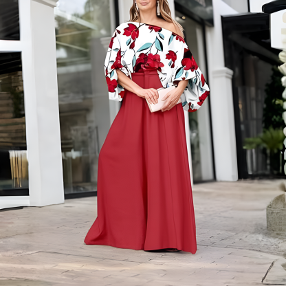 Two Piece Set With Flowy Pants And Top For Women With lantern Sleeve