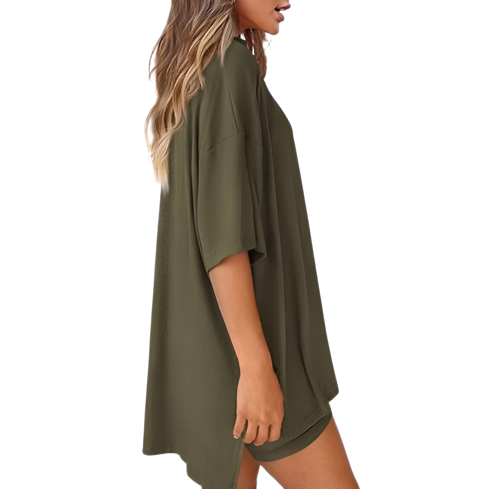 Two Piece Lounge Sets For Women With Oversized T Shirt And Biker Shorts