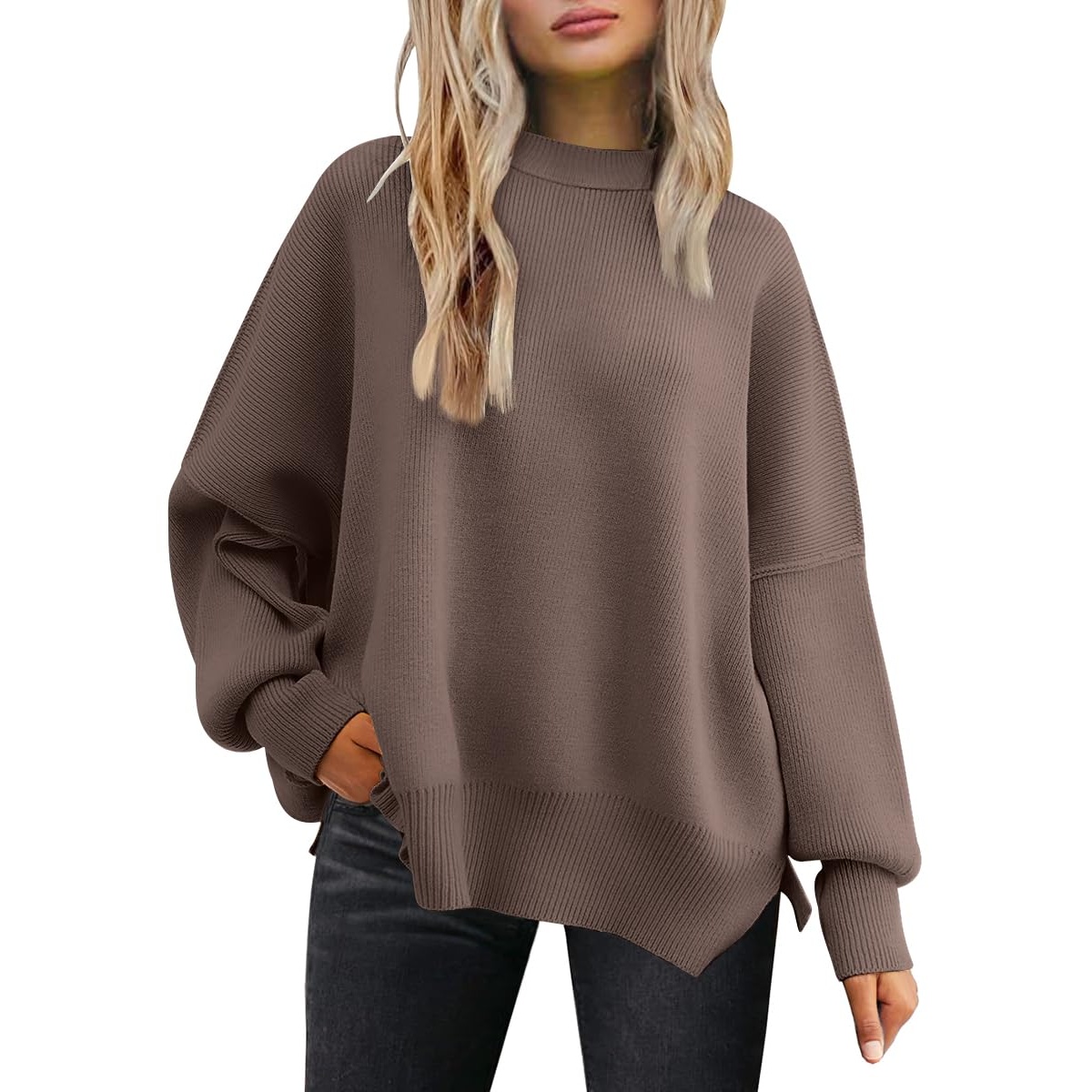 Oversized Knit Fashion Batwing Pullover Sweaters For Women