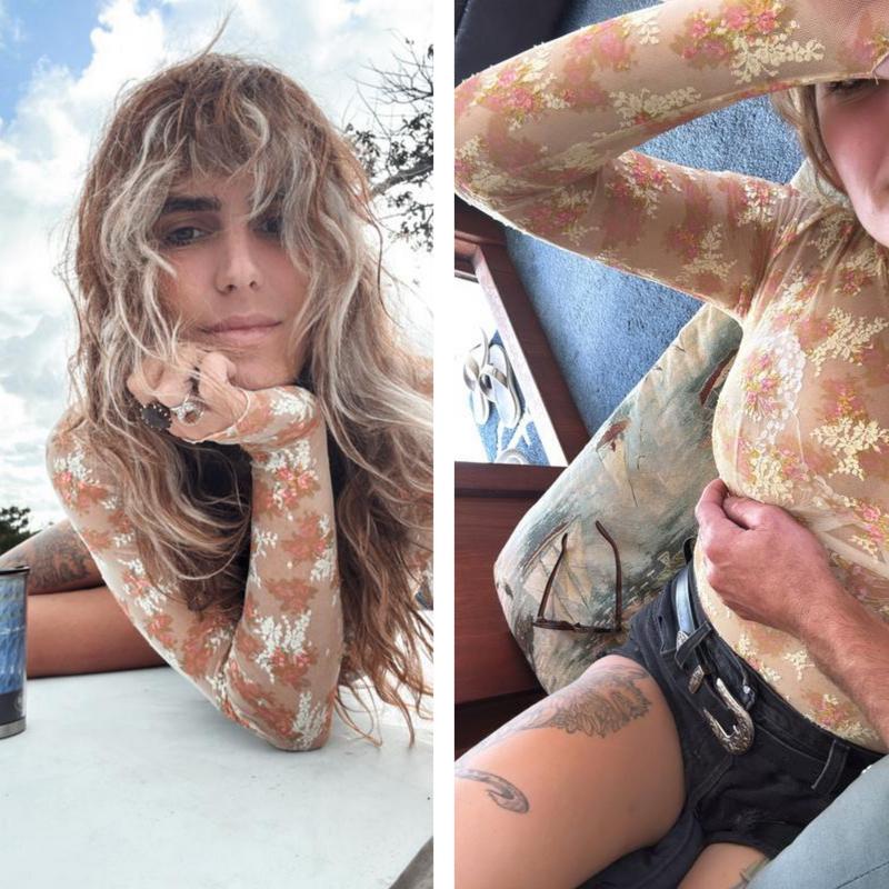 SCUSTY Women's Lace Mesh Tops Long Sleeve Floral Lace Blouse Sheer Mesh Mock Neck Layering Top  with Cowl Neckline & Floral Embroidery for Stylish Layering