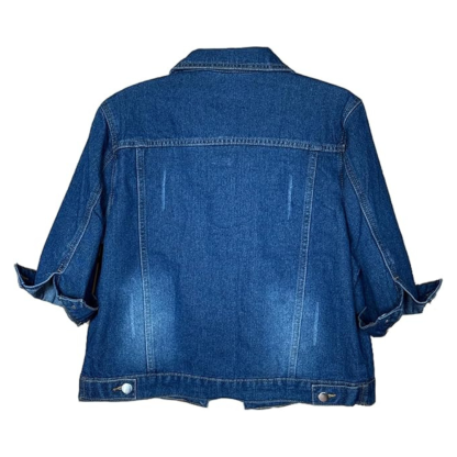 Women Cropped Full Sleeve Denim Jacket