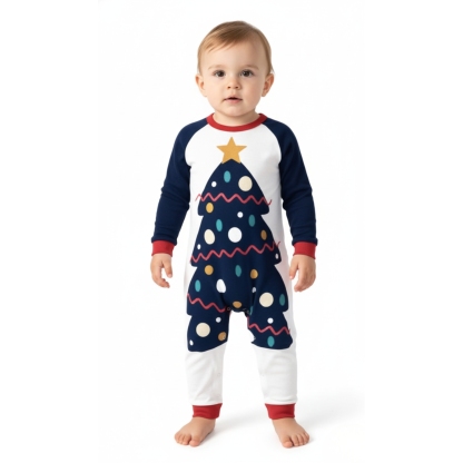 Christmas Tree Patterned Festive Family Matching Pajama Set