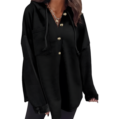 Oversized Button Style Hoodies With Loose Fit And Pocket For Women