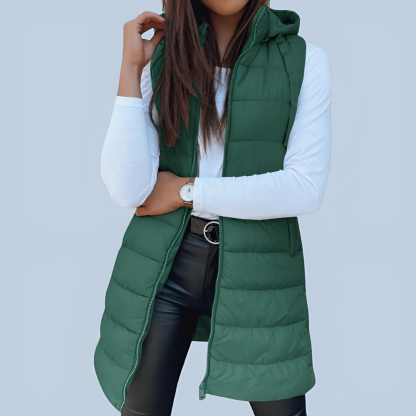 Women Long Hooded Puffer Vest