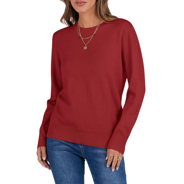 Women Long Sleeve Lightweight Crewneck Soft Basic Knit Loose Fit Pullover Top 2025 Fall Trendy Outfits