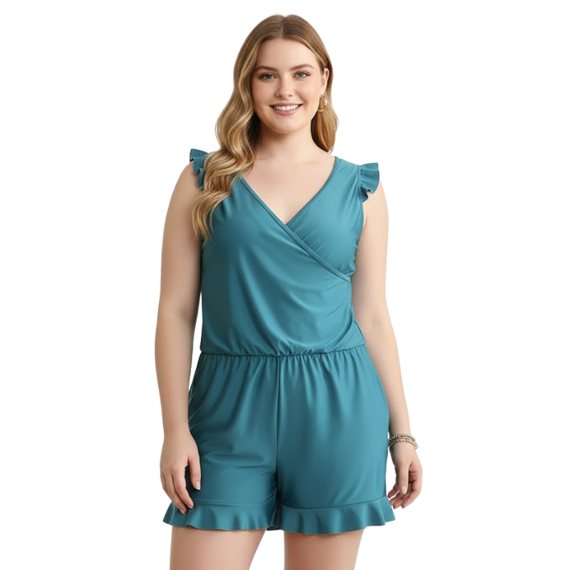 Built In Bra Swimsuit With Ruffle Sleeves For Women