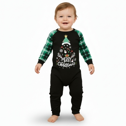 Plaid Merry Christmas Tree Printed Family Matching Pajama Set