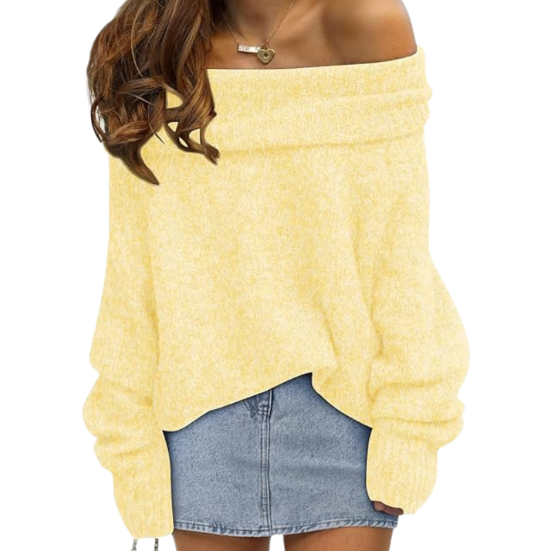 Womens Off The Shoulder Sweater Oversized Batwing Sleeve Loose Pullover Sweaters Tops
